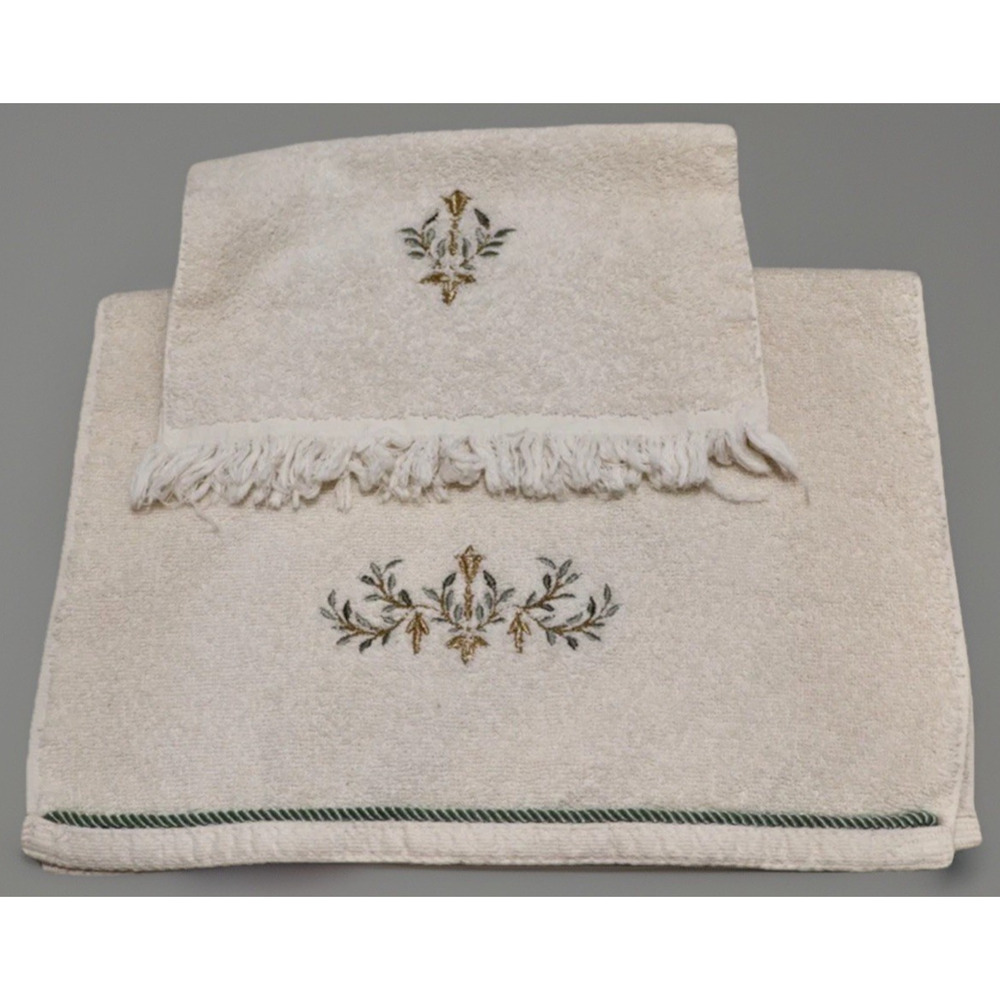 1888 Mills 2 pc Towel Set Decorative Embroidered Motif 100% Cotton USA